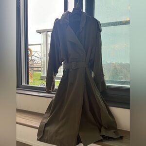 London Fog Olive Trench Coat with Belt